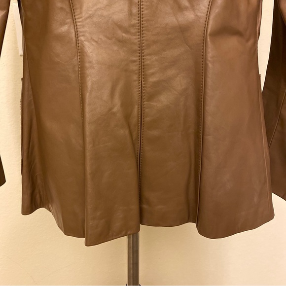 ❤️ SOLD Vintage Etienne Aigner Brown Leather 2 Button Jacket Gold Metal Size 12 - Picture 13 of 16